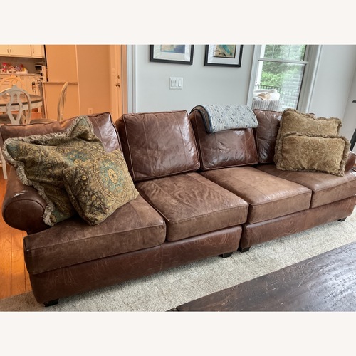 Used Arhaus Dark Brown Leather 3+ Seater Sofa for sale on AptDeco