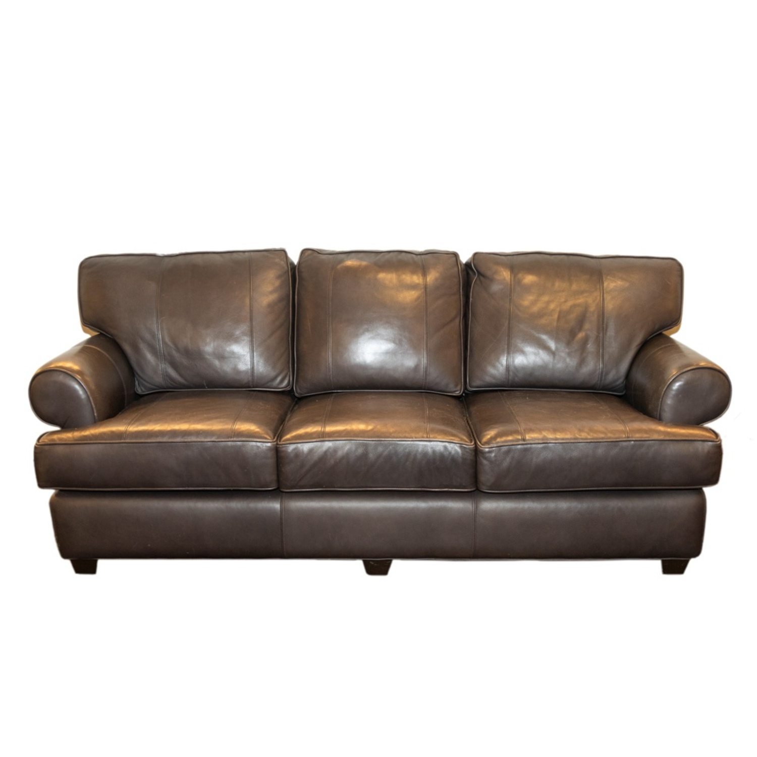 Arhaus Dark Brown Leather 3+ Seater Sofa - image-4