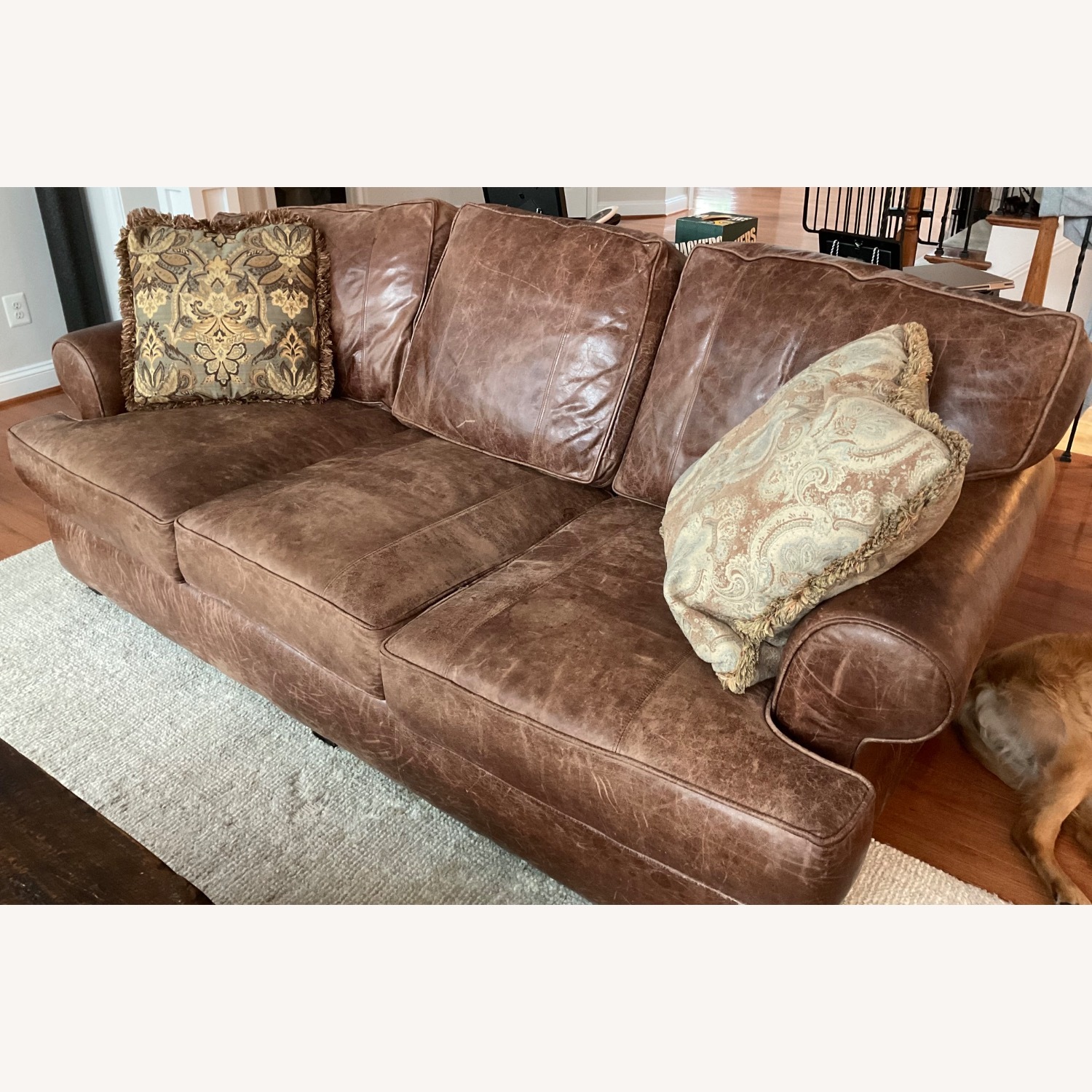 Arhaus Dark Brown Leather 3+ Seater Sofa - image-2