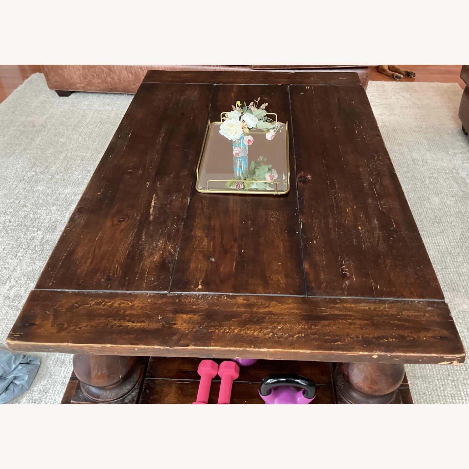 Restoration Hardware Dark Brown Wood Coffee Table - image-3