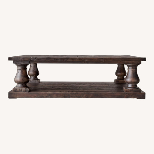 Used Restoration Hardware Dark Brown Wood Coffee Table for sale on AptDeco