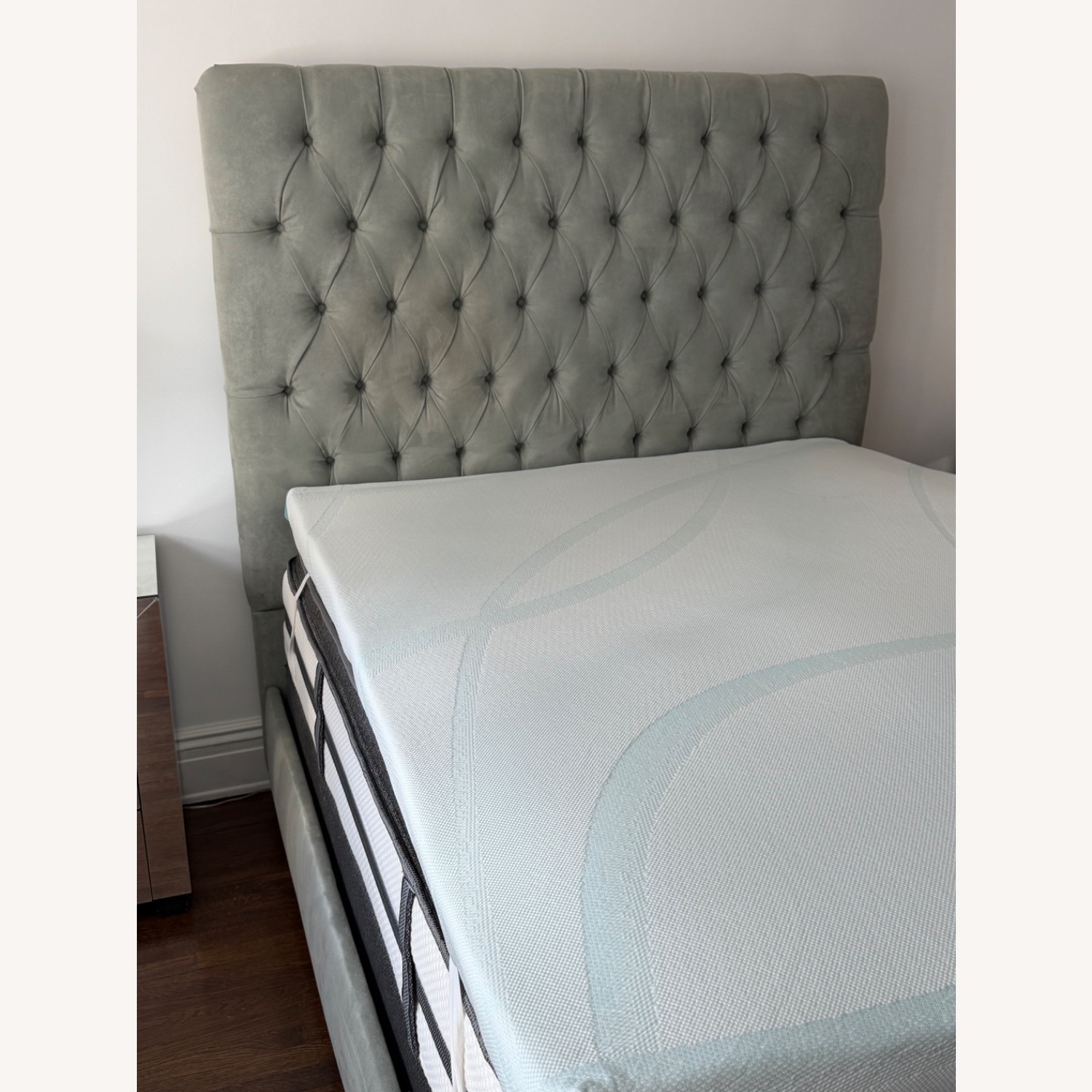 Restoration Hardware Blue Suede Queen Bed - image-6