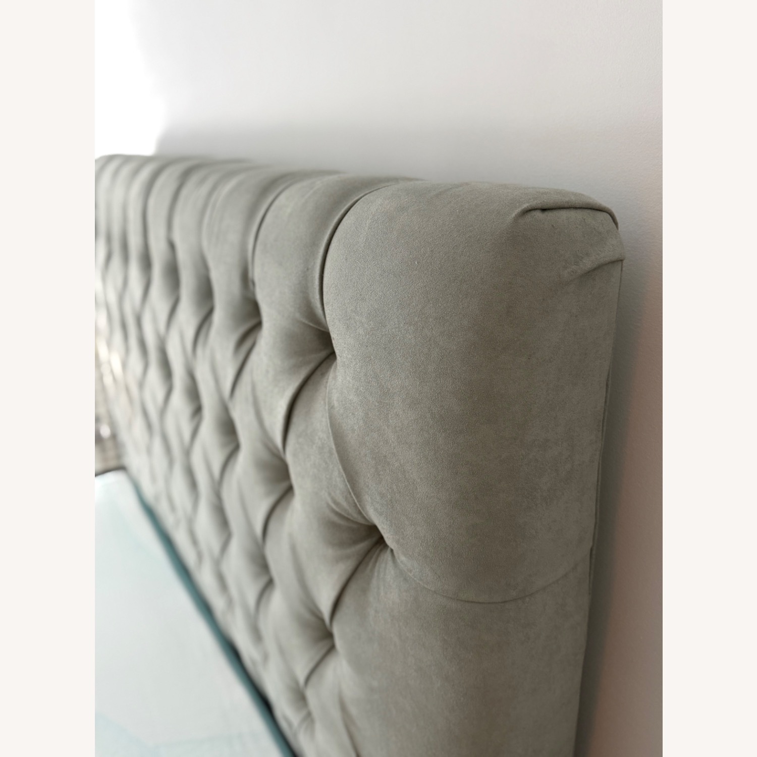 Restoration Hardware Blue Suede Queen Bed - image-2
