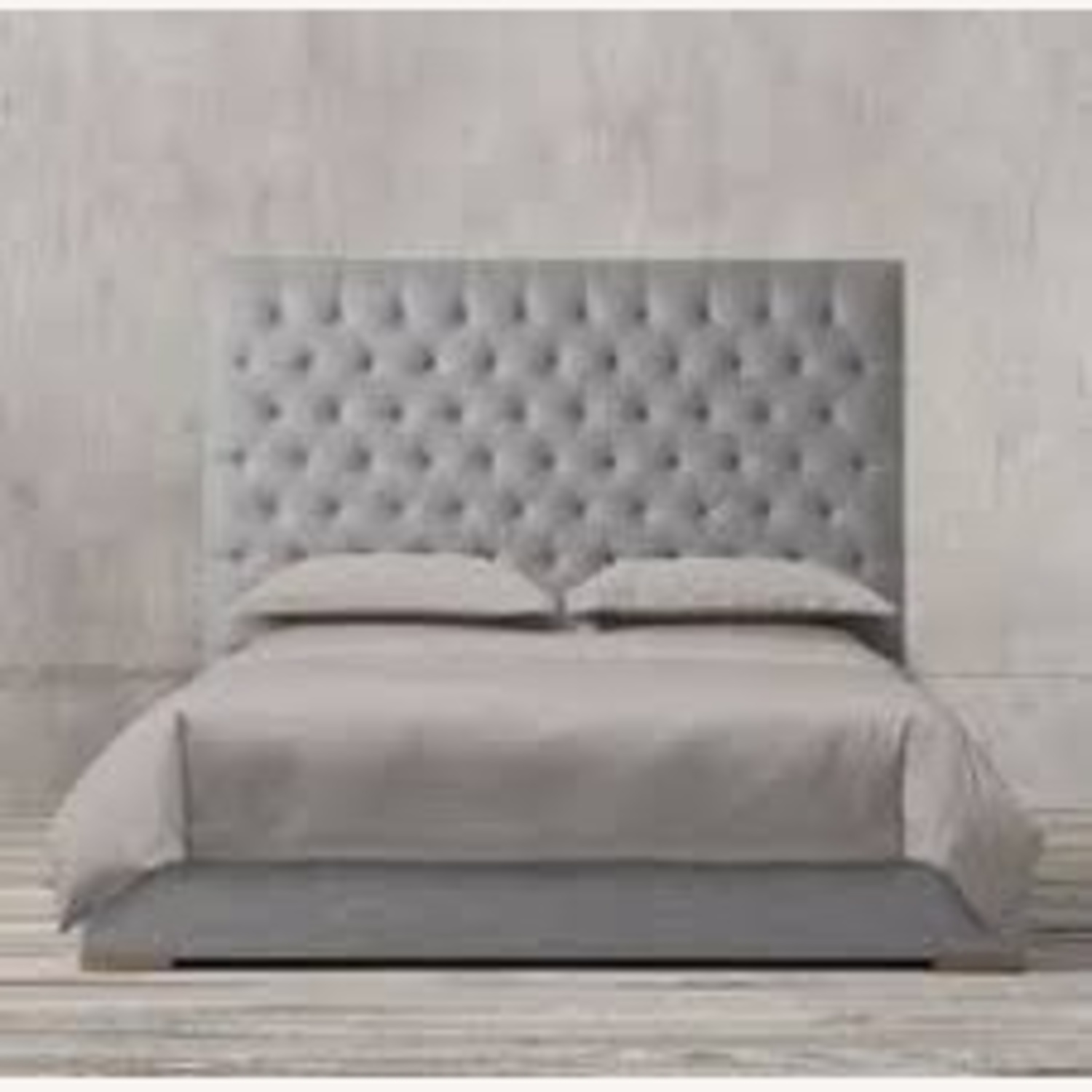 Restoration Hardware Blue Suede Queen Bed - image-9