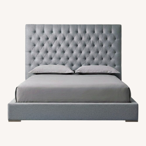 Used Restoration Hardware Blue Suede Queen Bed for sale on AptDeco