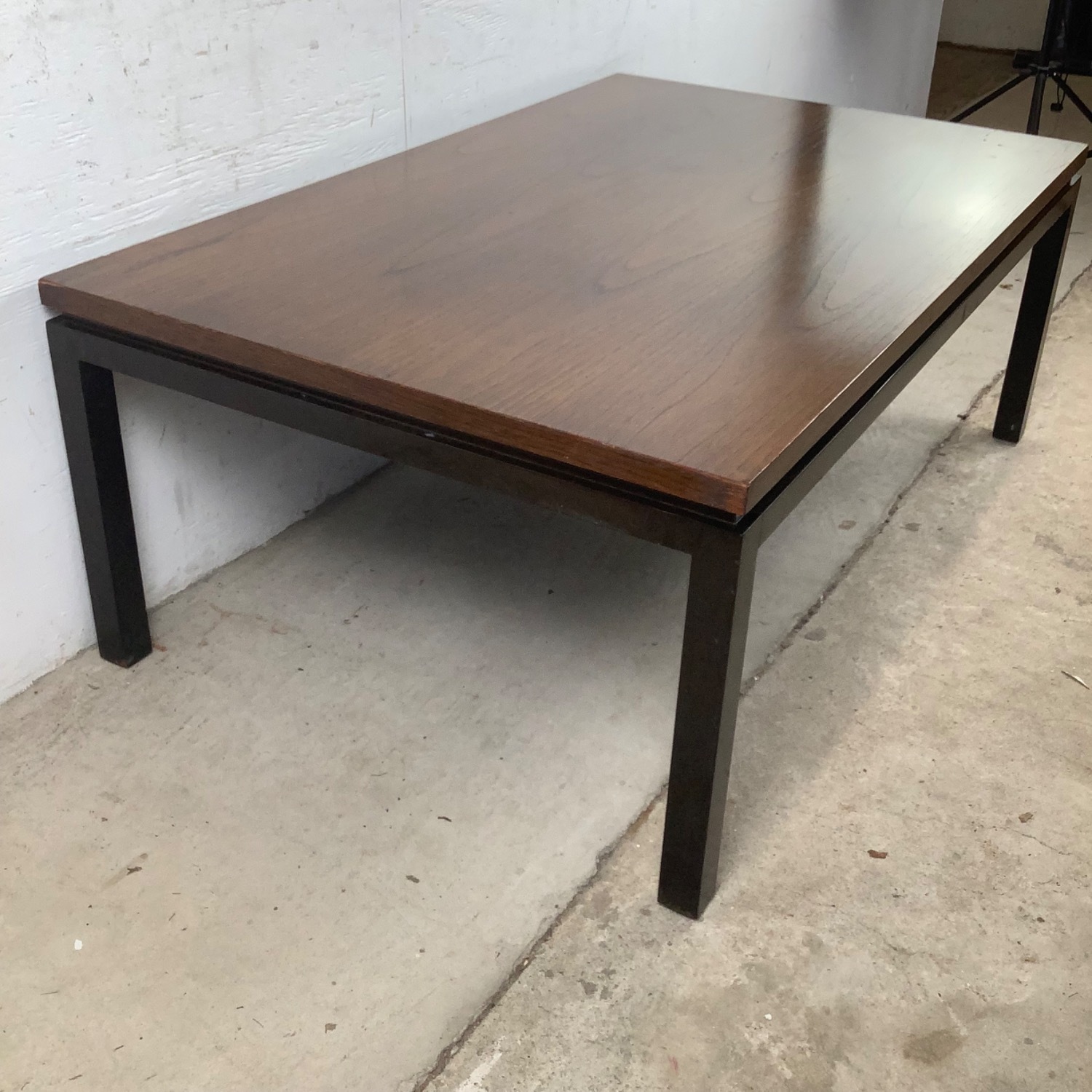 Mid-Century Walnut & Black Trim Coffee Table - image-5