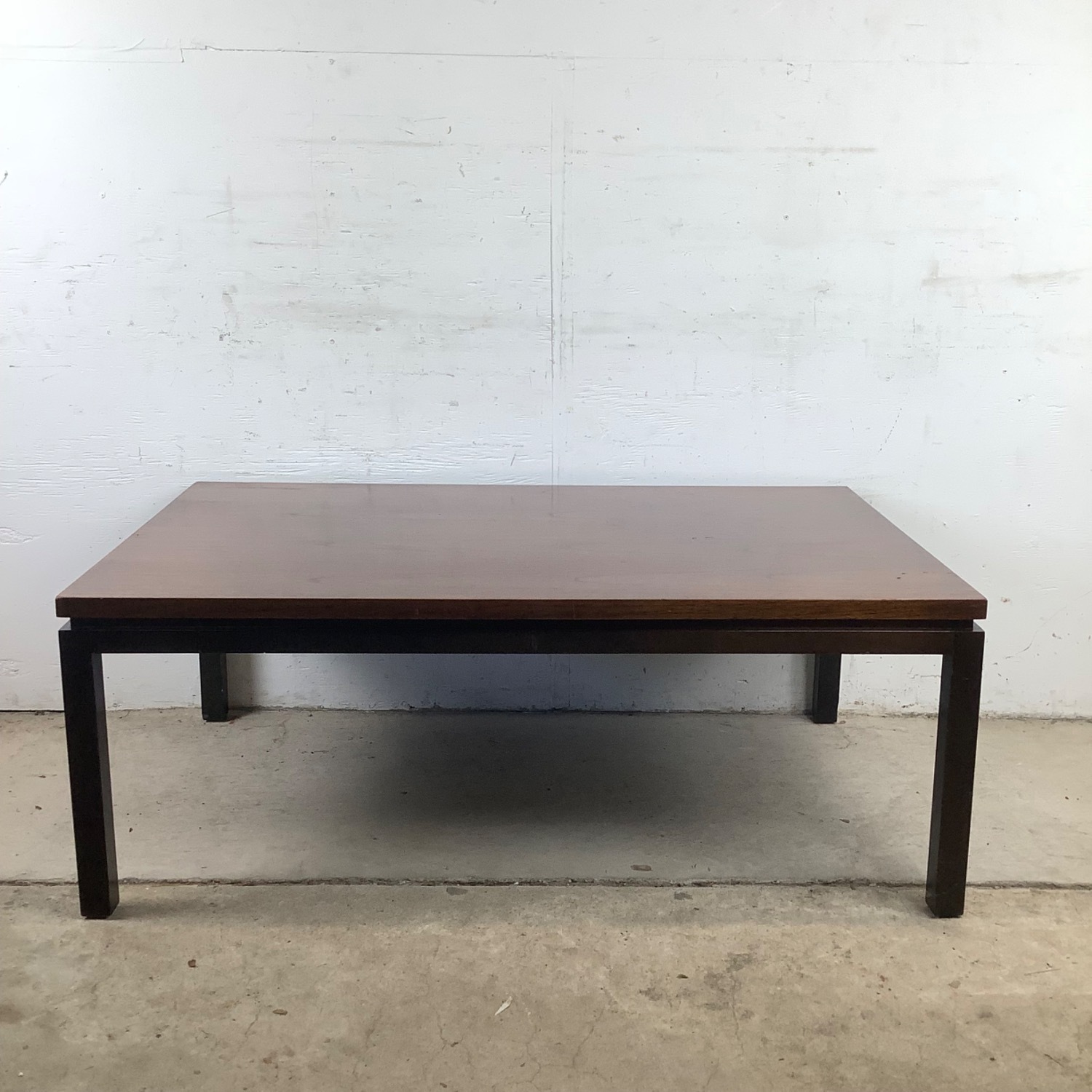 Mid-Century Walnut & Black Trim Coffee Table - image-1