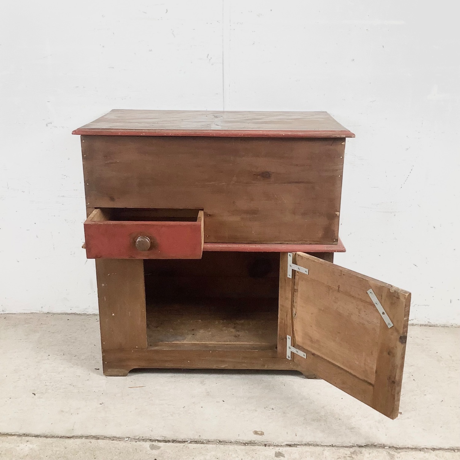 Antique Primitive Farmhouse Pine Storage Cabinet - image-8