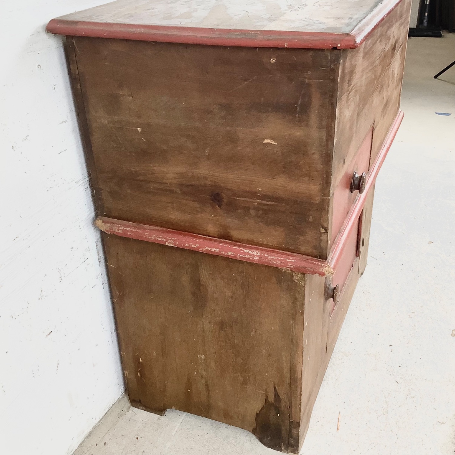 Antique Primitive Farmhouse Pine Storage Cabinet - image-4