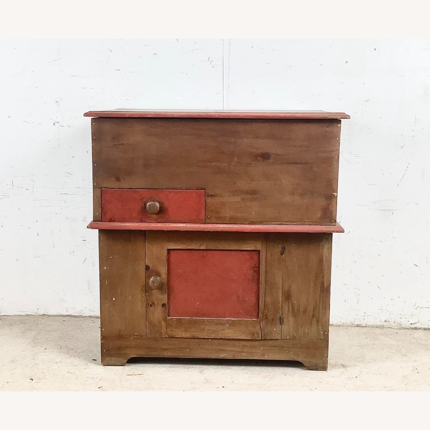 Antique Primitive Farmhouse Pine Storage Cabinet - image-1