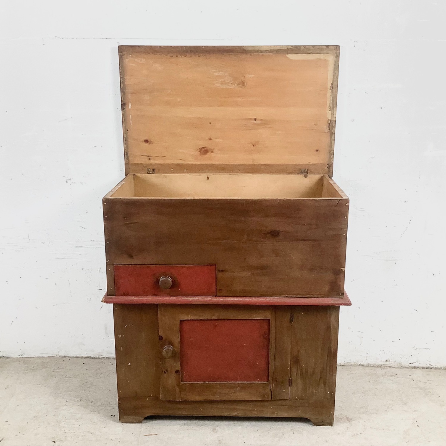 Antique Primitive Farmhouse Pine Storage Cabinet - image-11