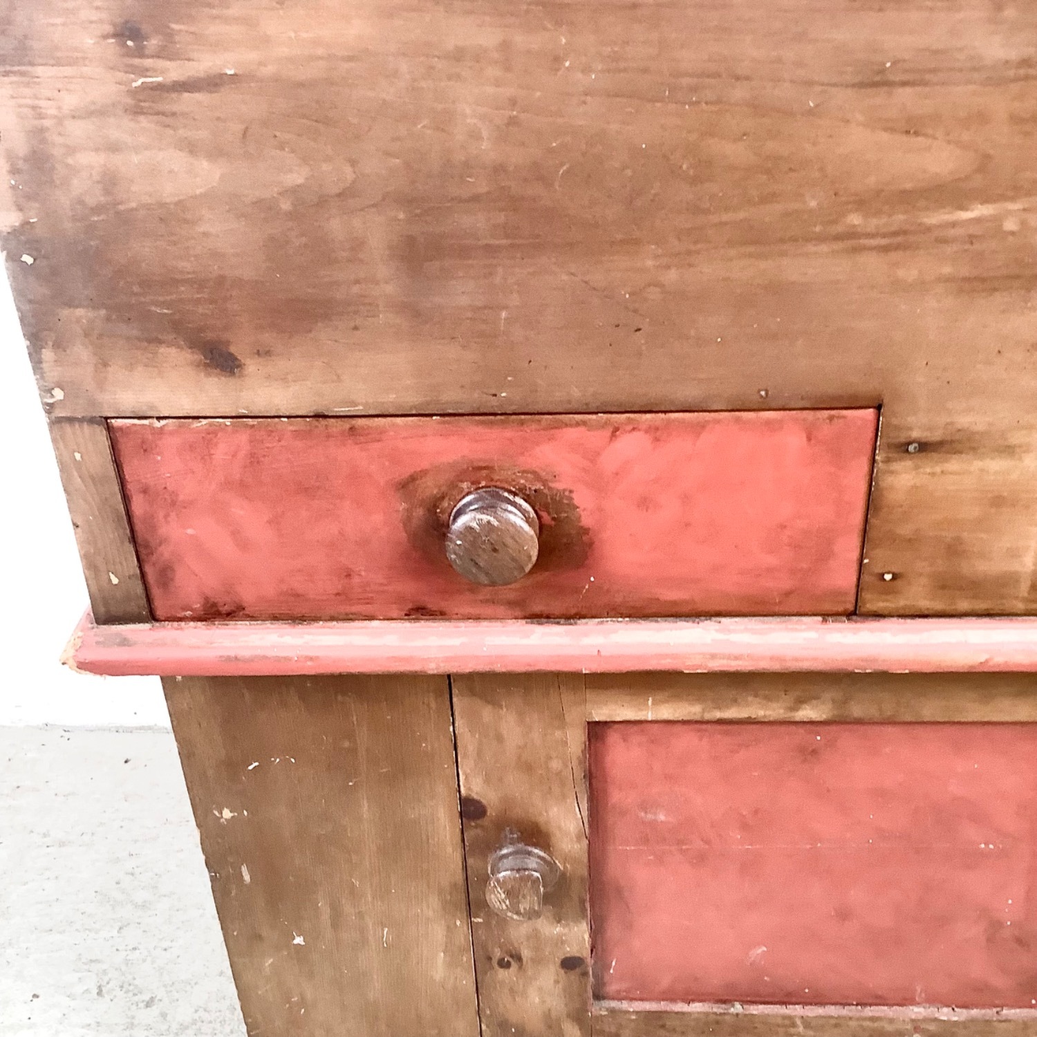 Antique Primitive Farmhouse Pine Storage Cabinet - image-7