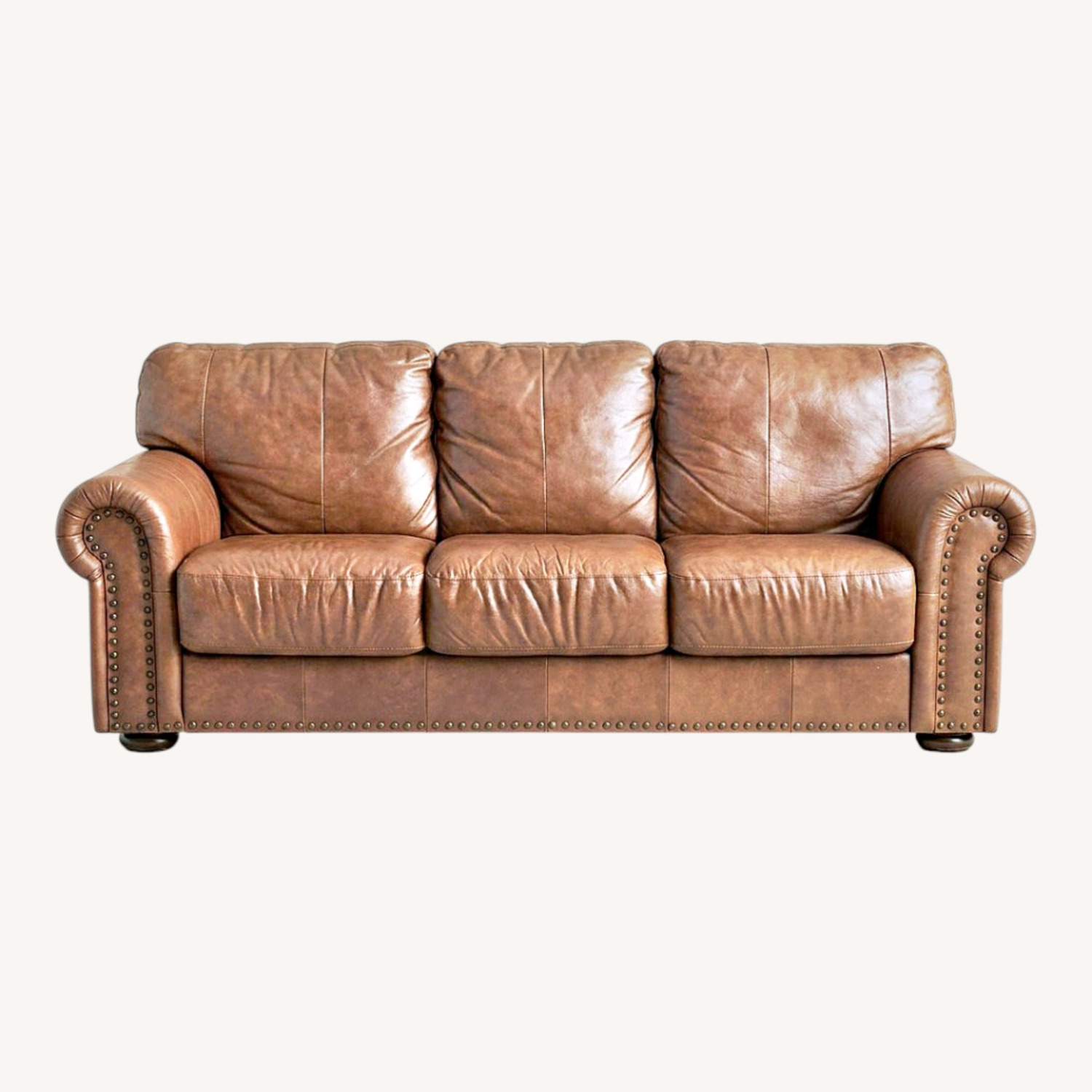 Dark Brown Leather Couch - image-0