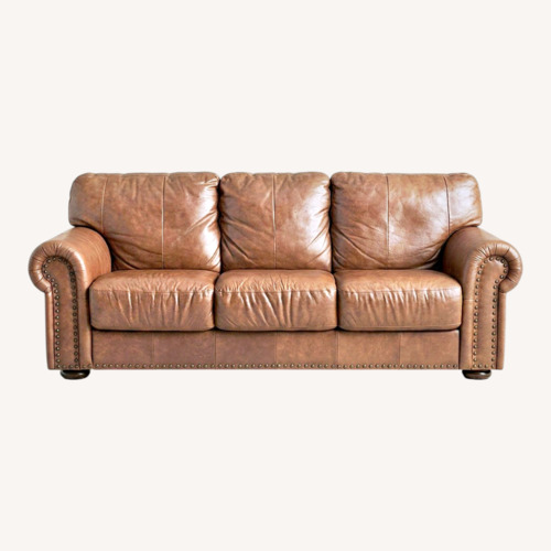 Used Dark Brown Leather Couch for sale on AptDeco