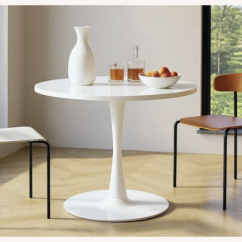 Used George Oliver Indars Round White Dining Table  for sale on AptDeco