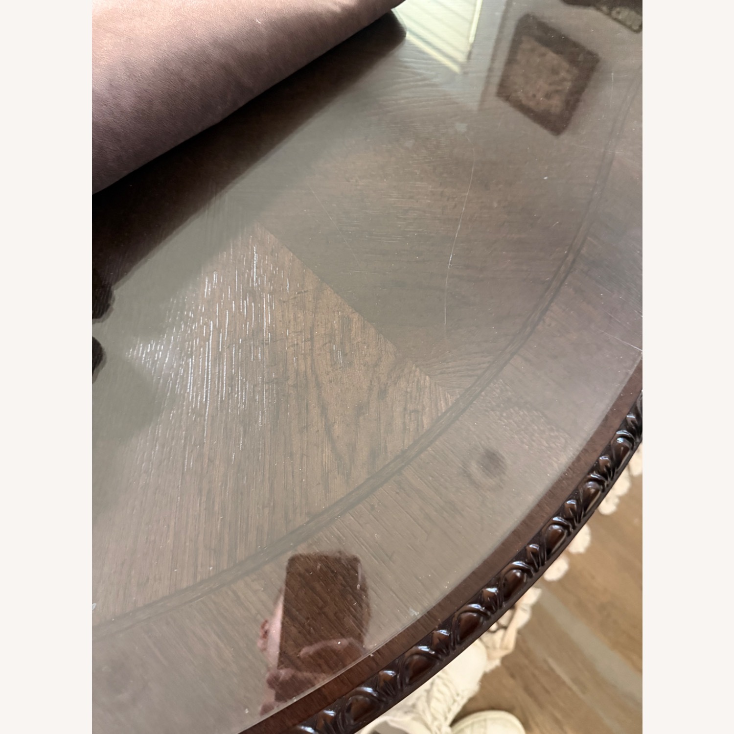 Dark Brown Wood Dining Table + 8 Chairs - image-3