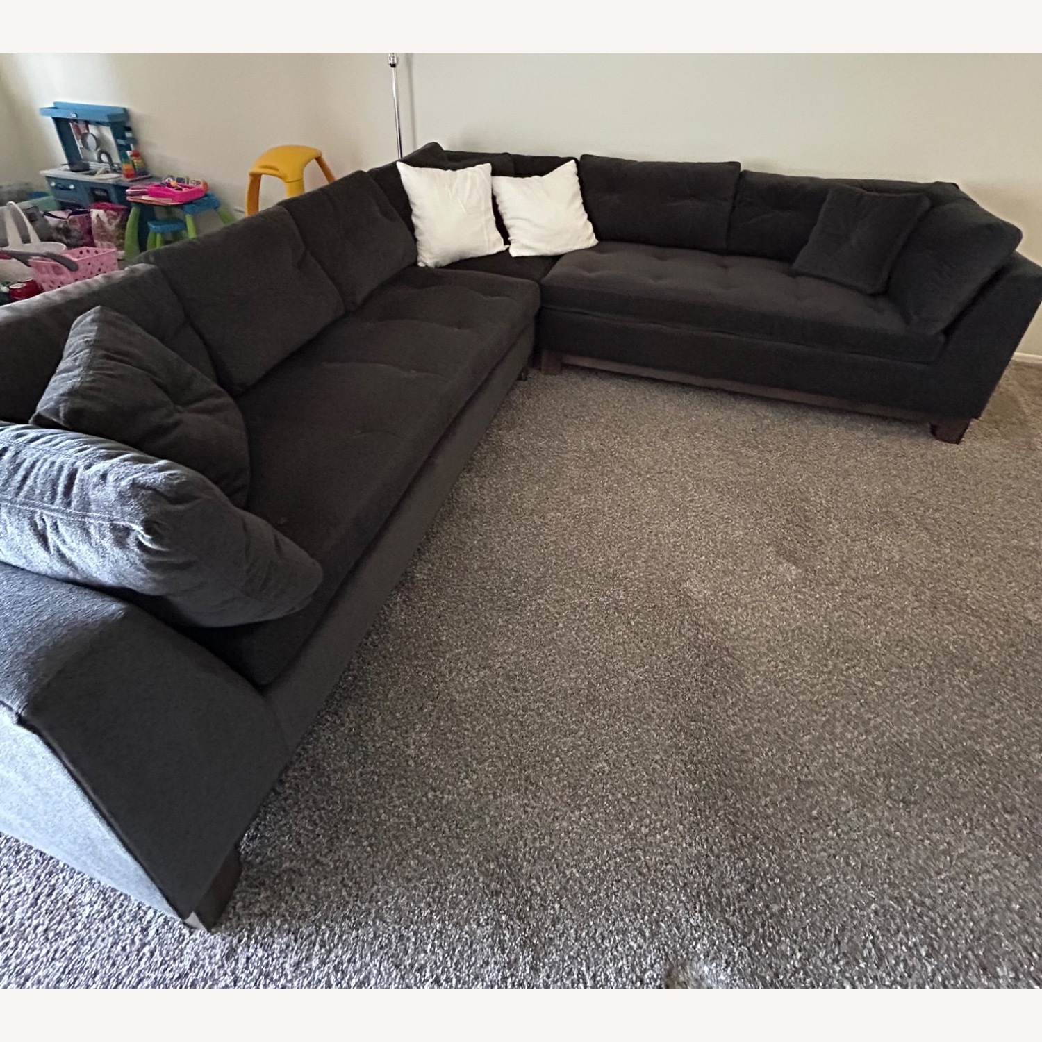Dark Gray Wood 3+ Piece Sectional - image-2