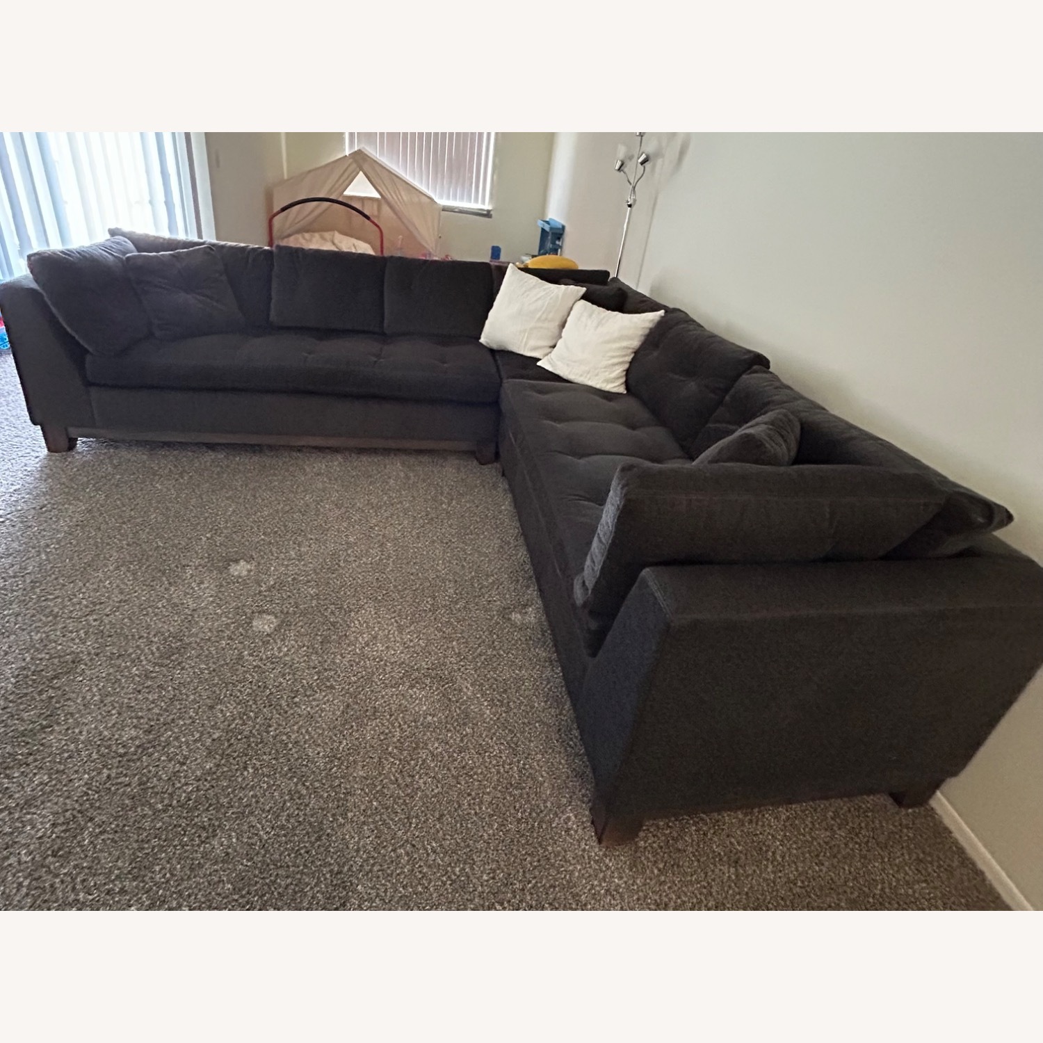 Dark Gray Wood 3+ Piece Sectional - image-3