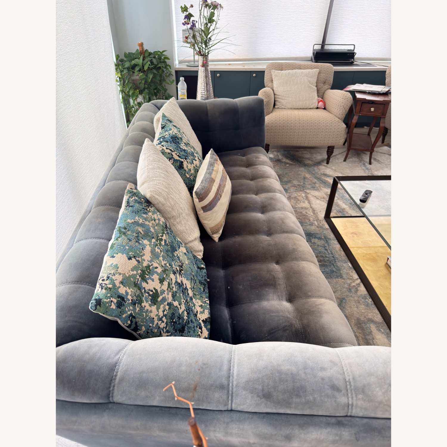 Roche Bobois Loved Blue Grey Sofa - image-3