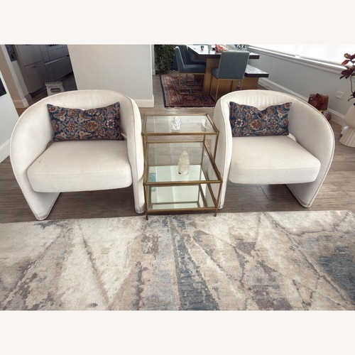 Used Arhaus Clair White Fabric Armchair for sale on AptDeco