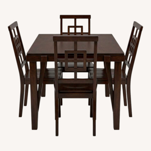 Used Sealey Dark Brown Wood Dining Set for sale on AptDeco