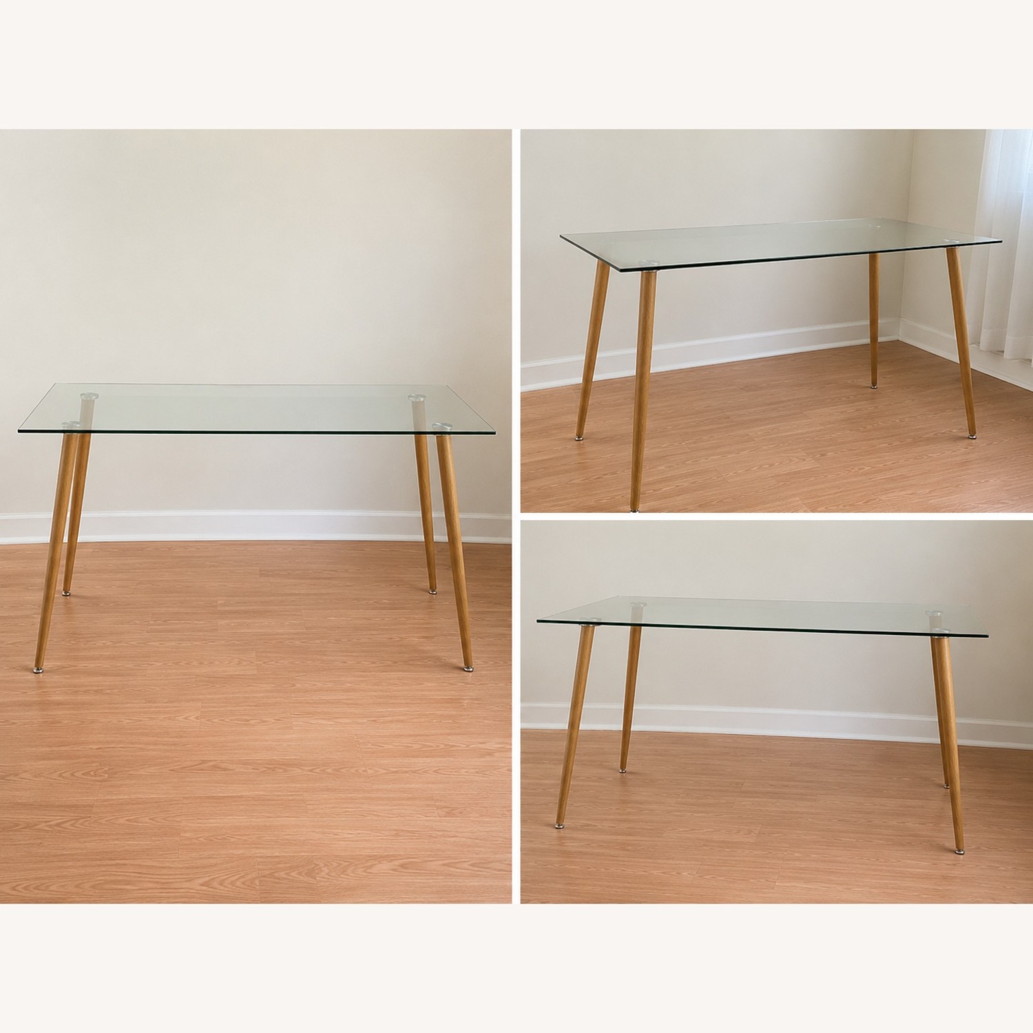 Modern Mid-Century Glass Dining Table / Desk - image-3
