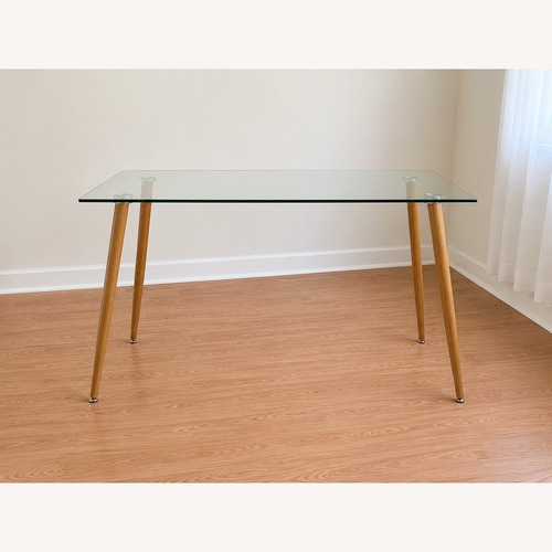 Used Modern Mid-Century Glass Dining Table / Desk for sale on AptDeco
