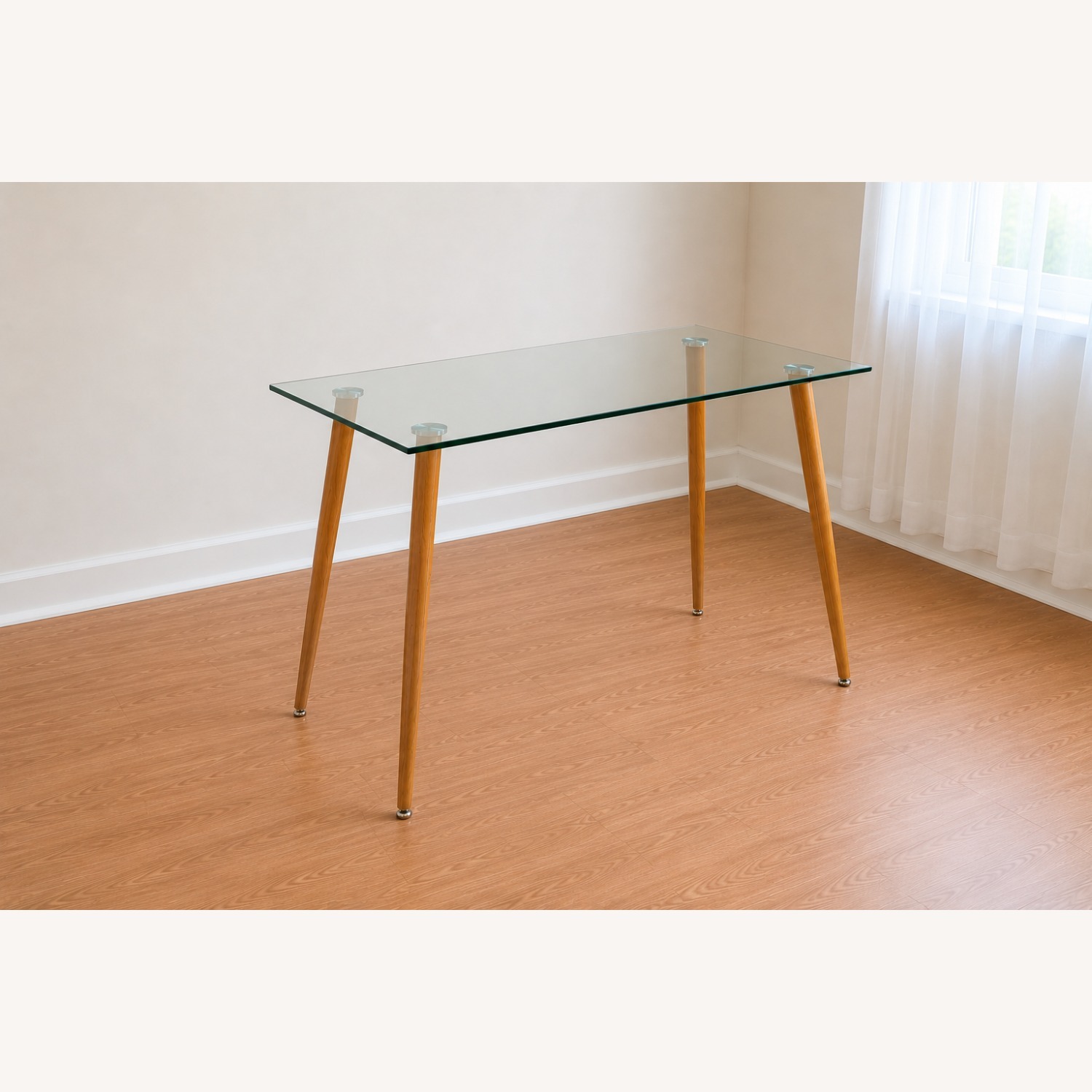 Modern Mid-Century Glass Dining Table / Desk - image-2