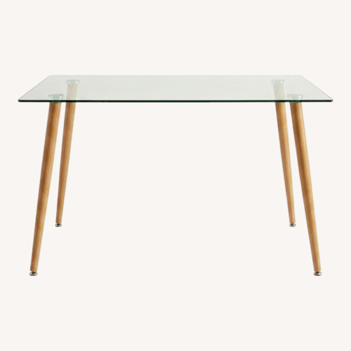 Used Modern Mid-Century Glass Dining Table / Desk for sale on AptDeco