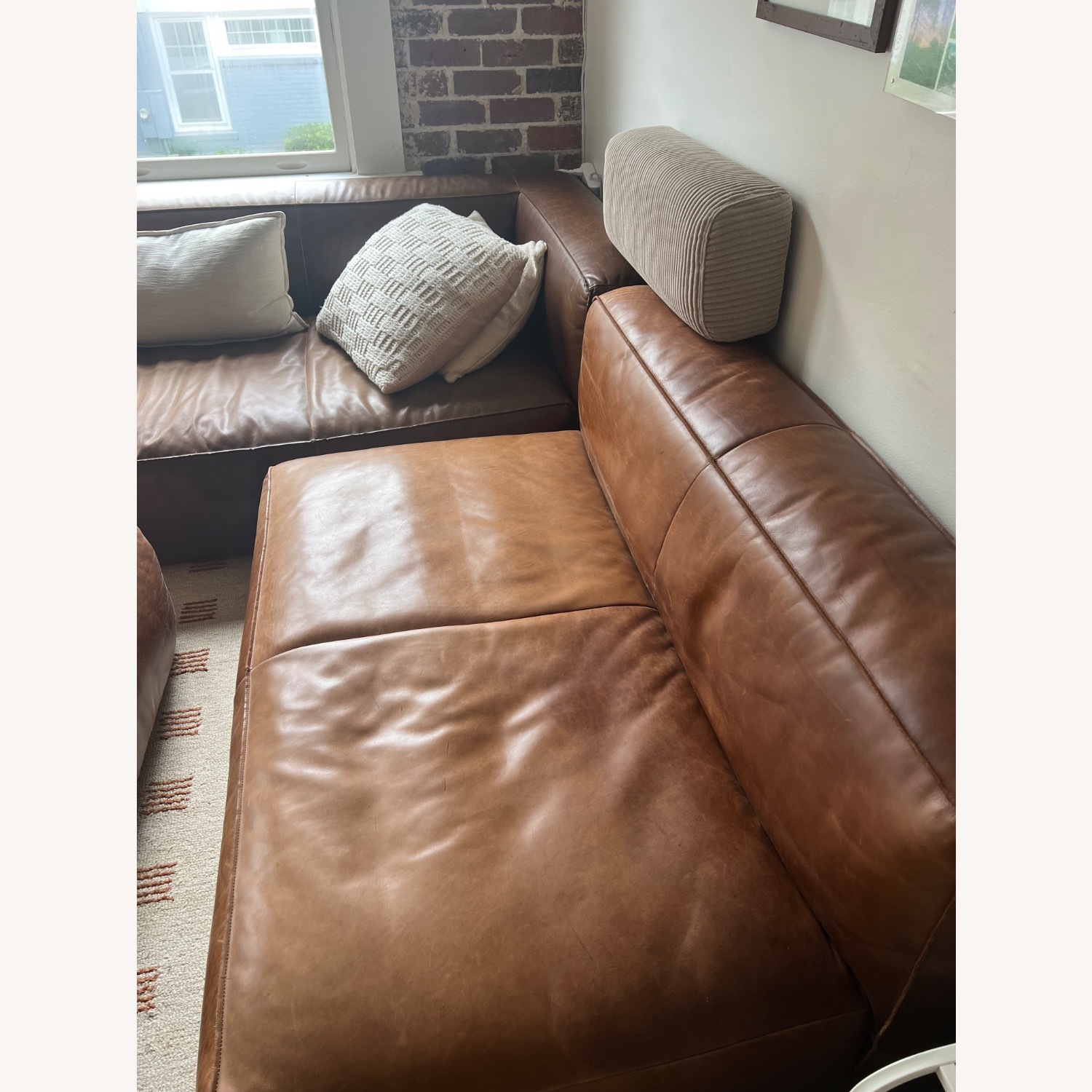 Article Cigar Leather 2 Piece Sectional + Ottoman - image-2