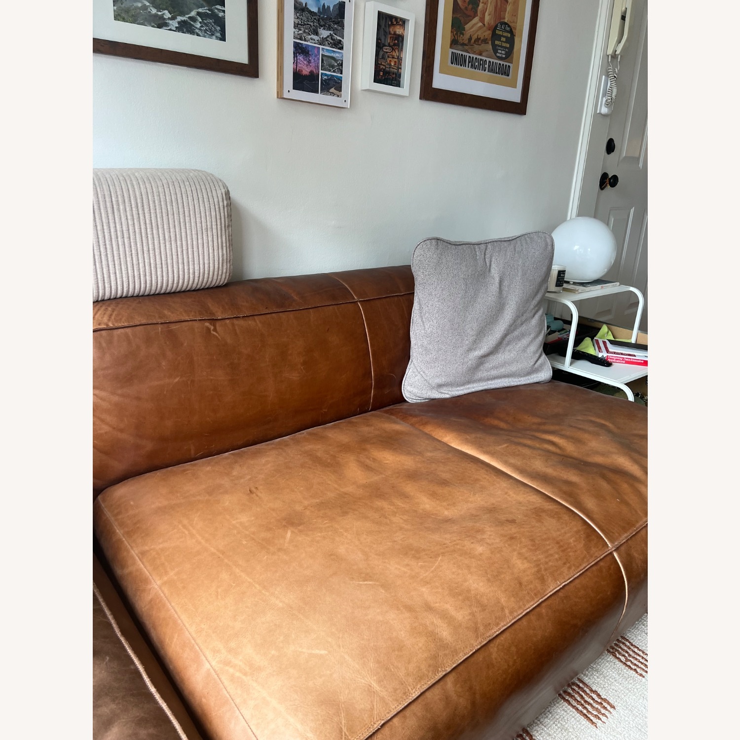 Article Cigar Leather 2 Piece Sectional + Ottoman - image-4