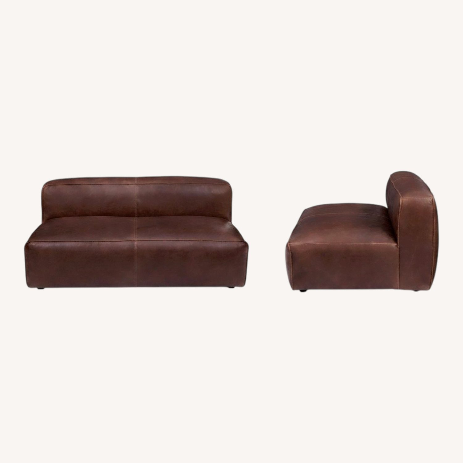 Article Cigar Leather 2 Piece Sectional + Ottoman - image-0