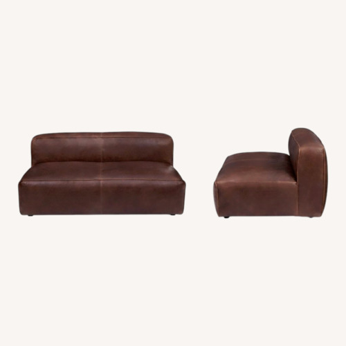 Used Article Cigar Leather 2 Piece Sectional + Ottoman for sale on AptDeco