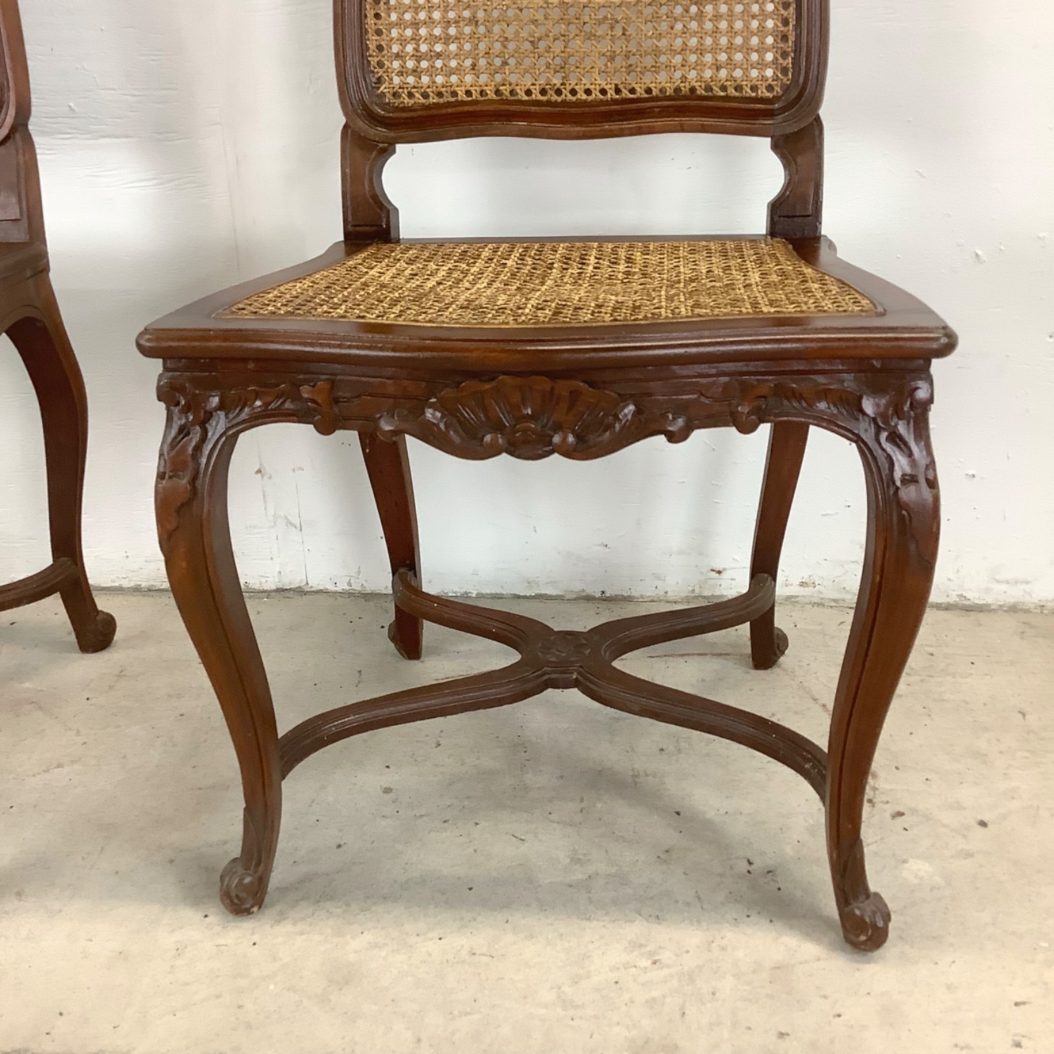 Antique Cane Seat Dining Chairs Set of 4 - image-9