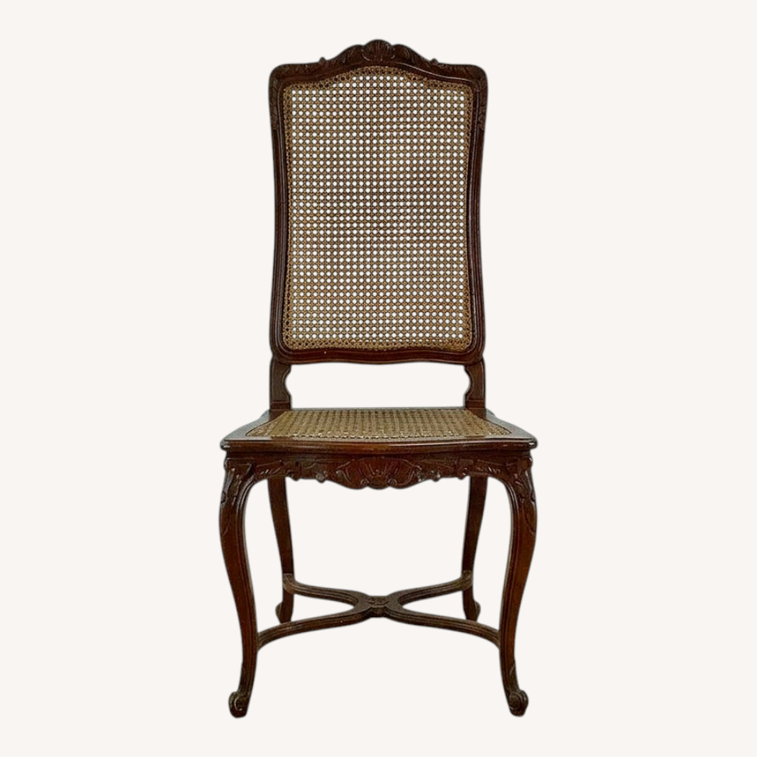 Antique Cane Seat Dining Chairs Set of 4 - image-0
