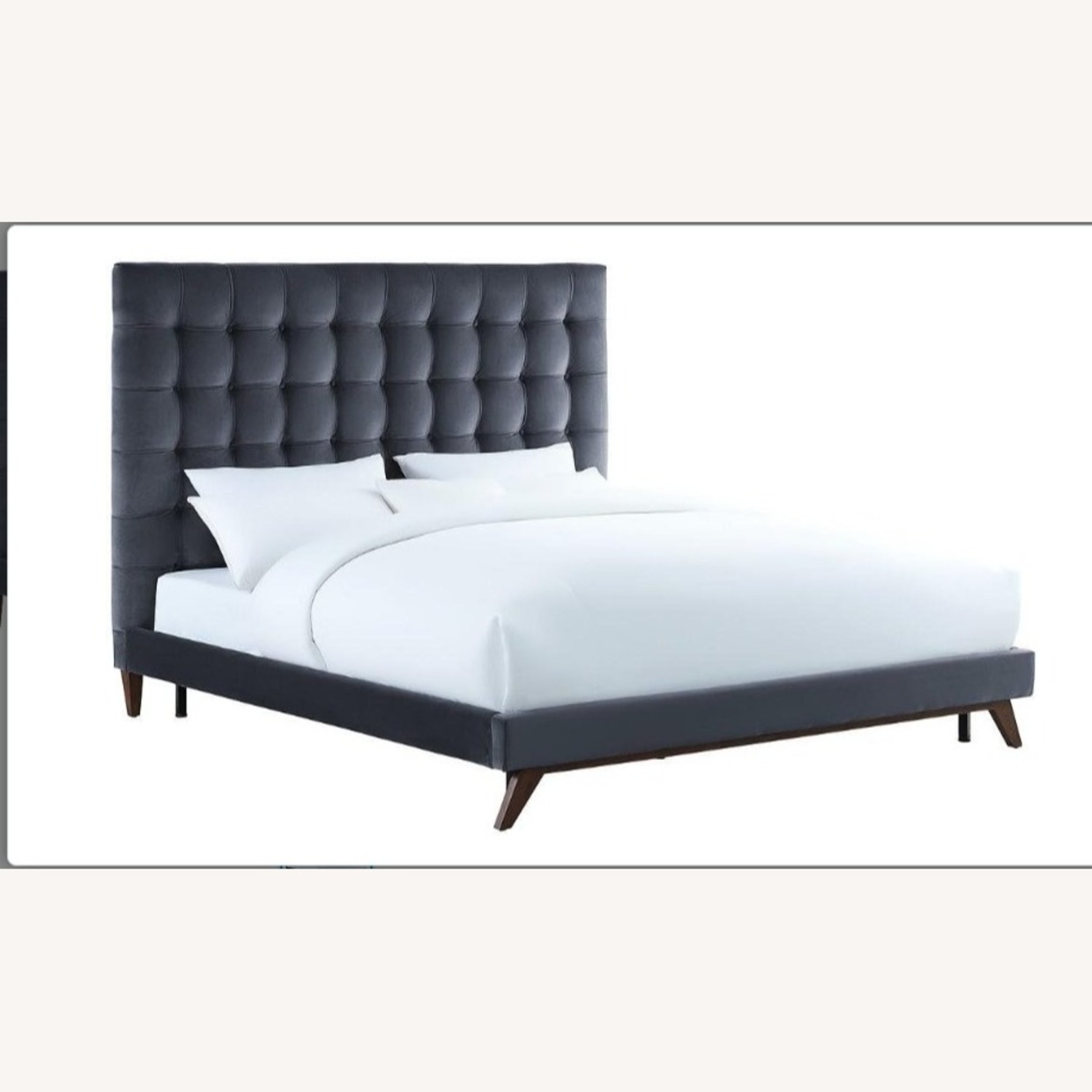 Amazon Eden Grey Velvet Bed Frame - image-3