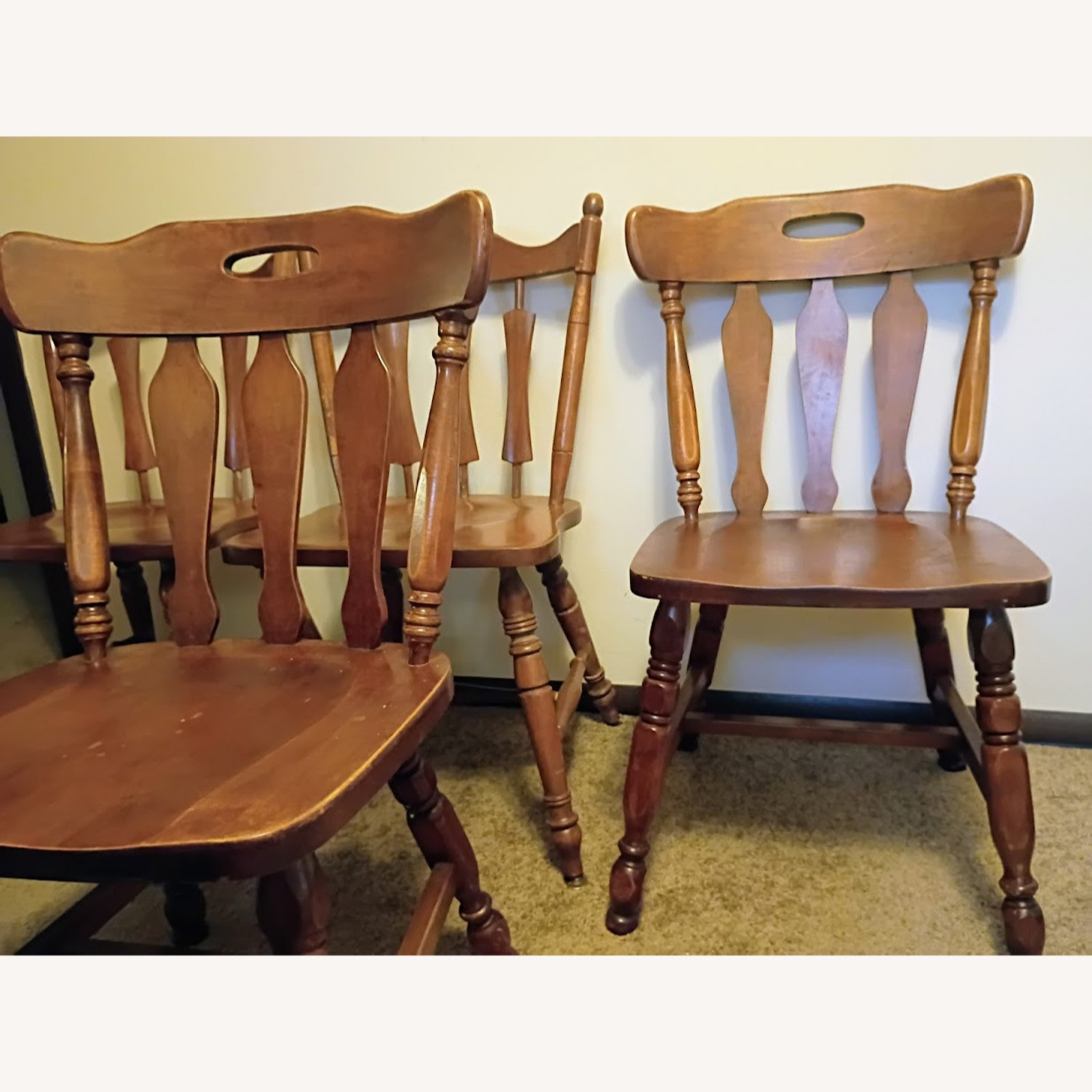 Vintage/Antique Dark Brown Wood Dining Chairs - image-5