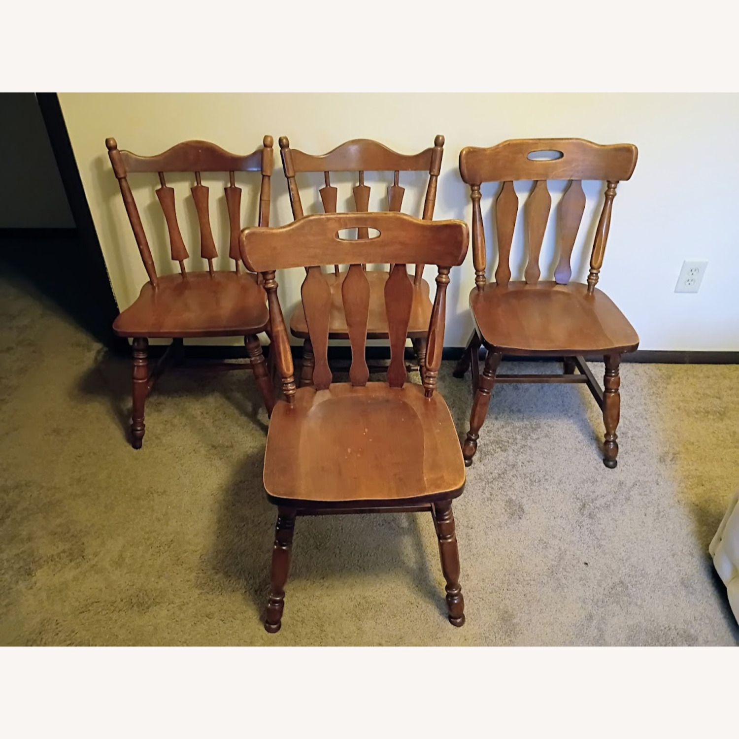 Vintage/Antique Dark Brown Wood Dining Chairs - image-2