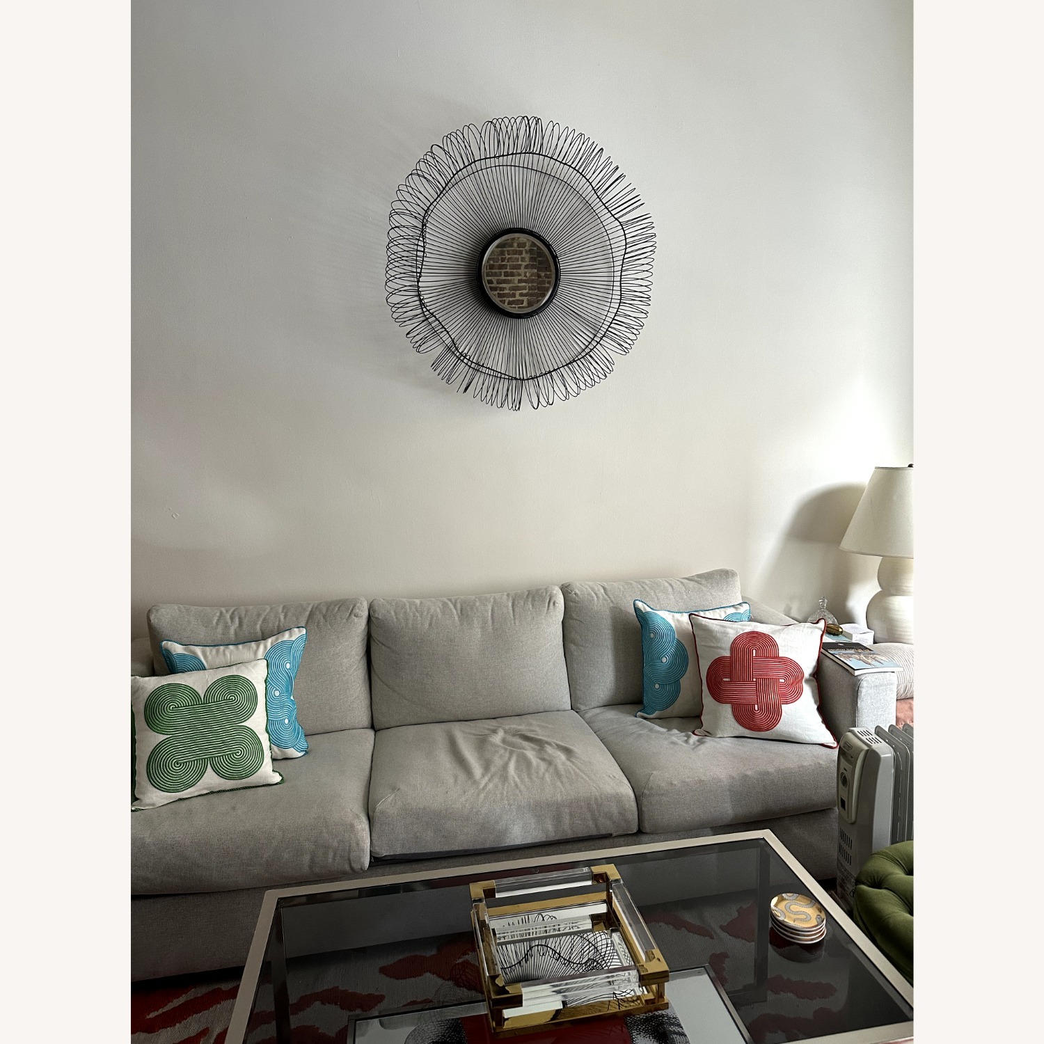 Modern Black Metal Sunburst Wall Mirror/Décor - image-1