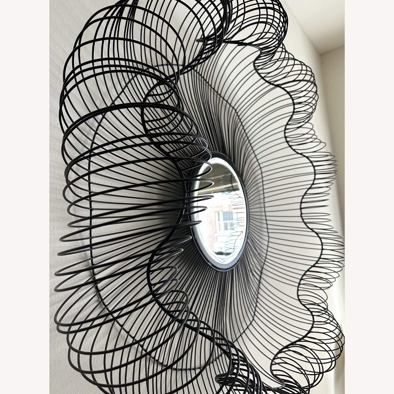 Modern Black Metal Sunburst Wall Mirror/Décor - image-3