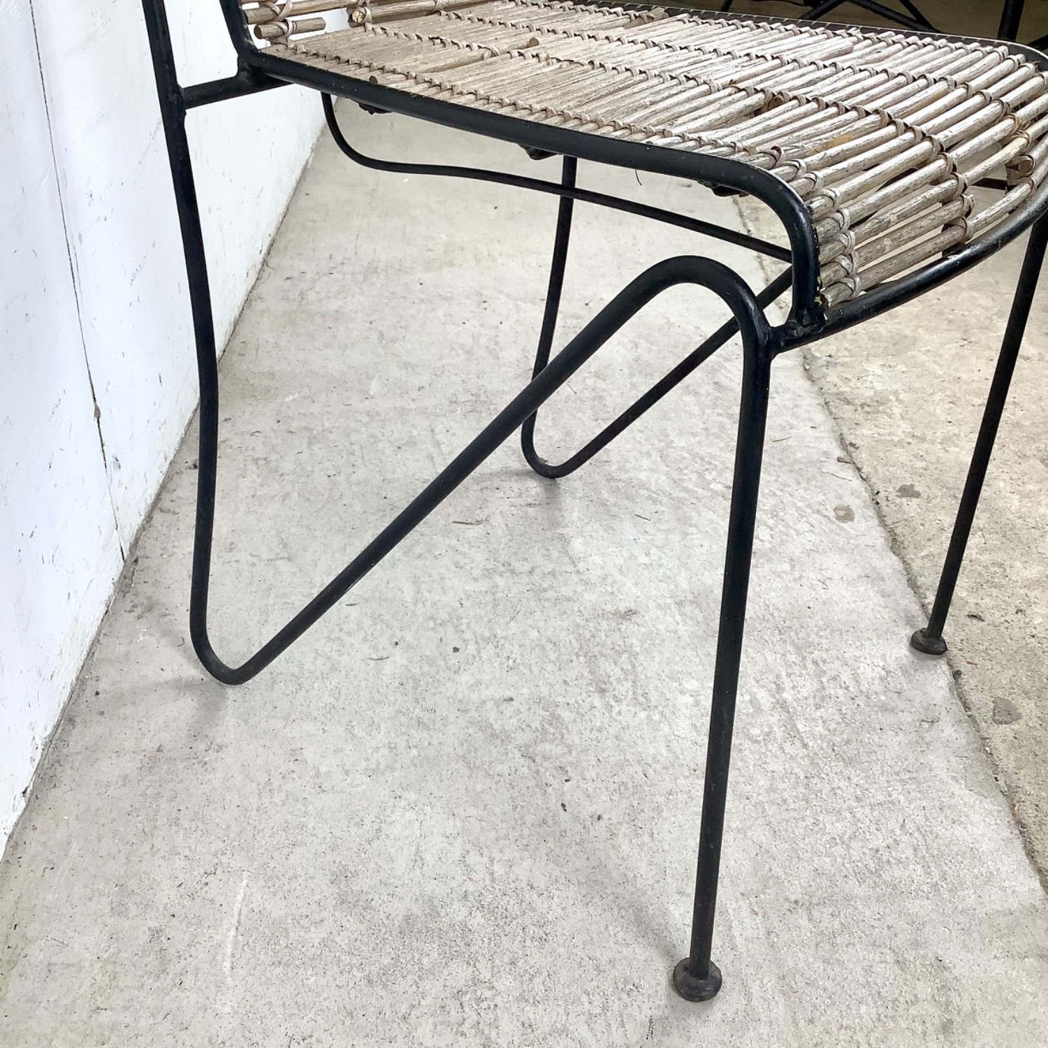Vintage Wrought Iron & Woven Reed Dining Chair - image-9