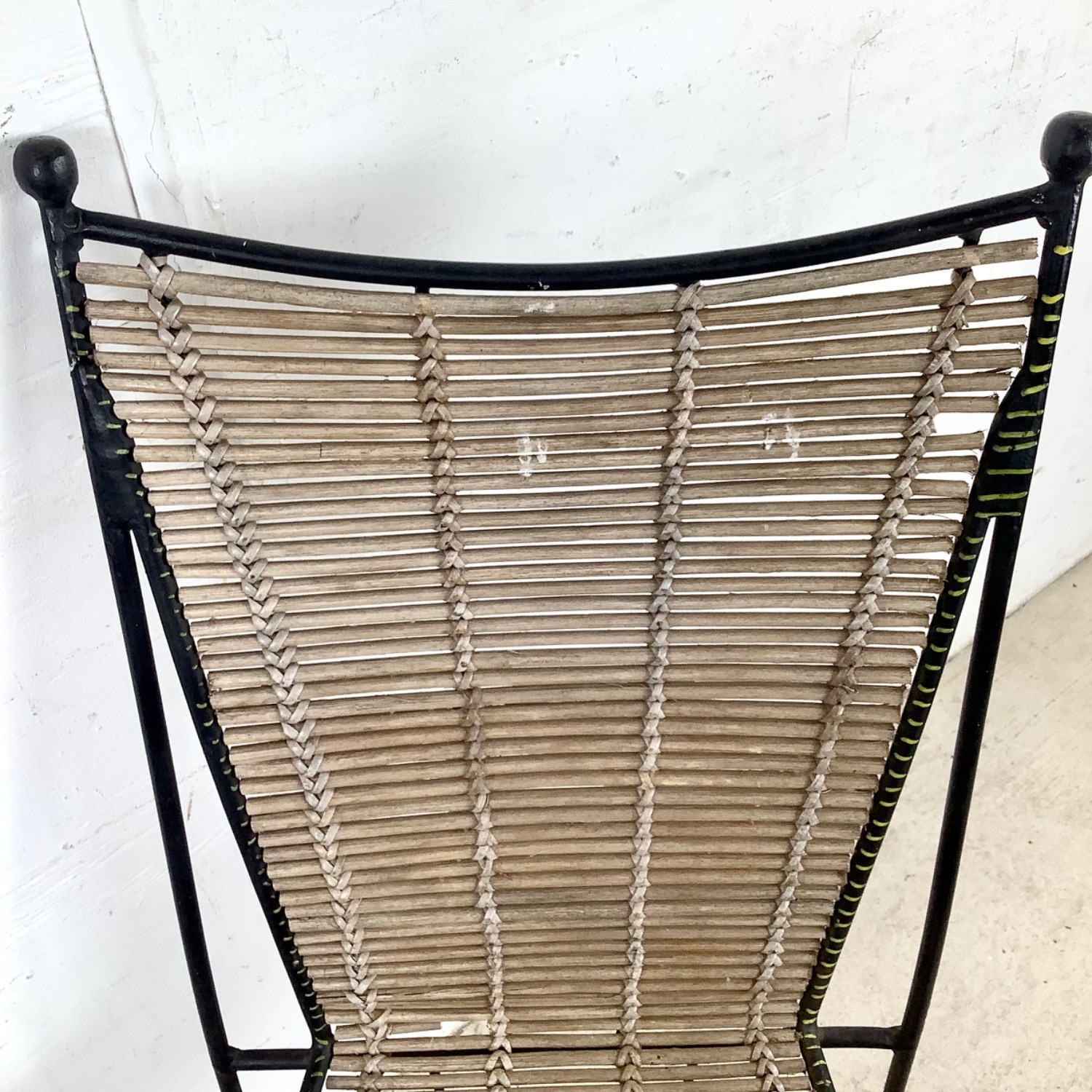Vintage Wrought Iron & Woven Reed Dining Chair - image-3