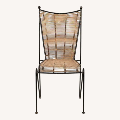 Used Vintage Wrought Iron & Woven Reed Dining Chair for sale on AptDeco