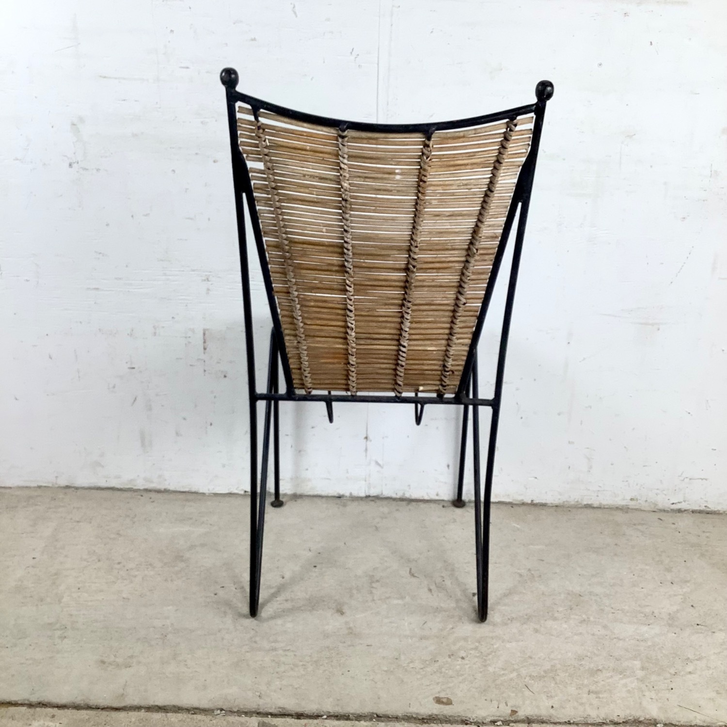 Vintage Wrought Iron & Woven Reed Dining Chair - image-11