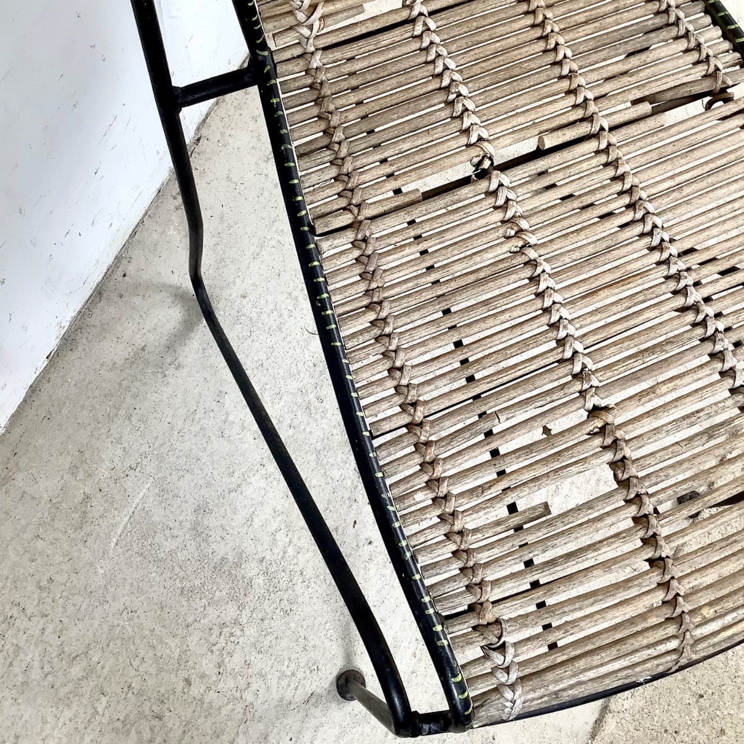 Vintage Wrought Iron & Woven Reed Dining Chair - image-7