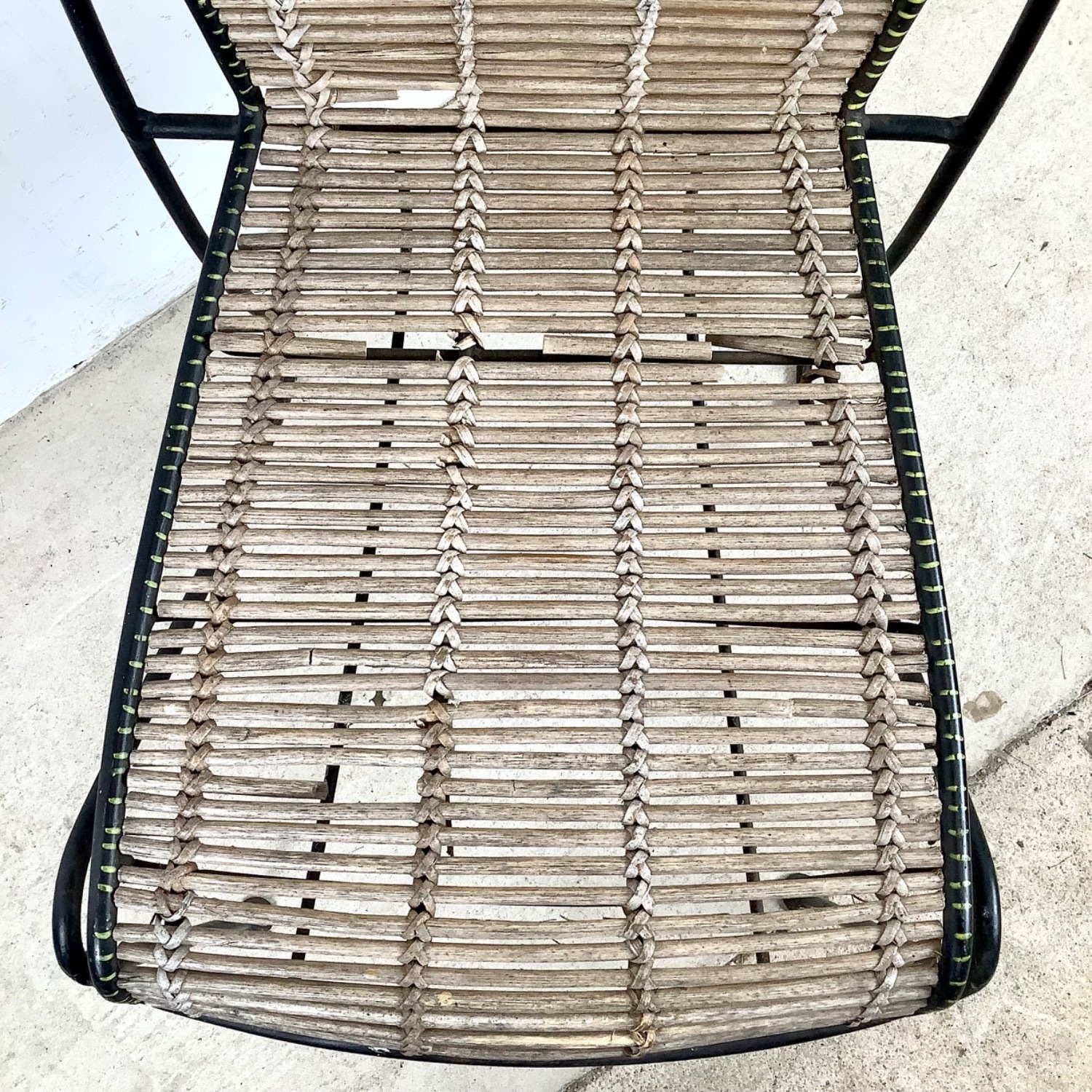 Vintage Wrought Iron & Woven Reed Dining Chair - image-4