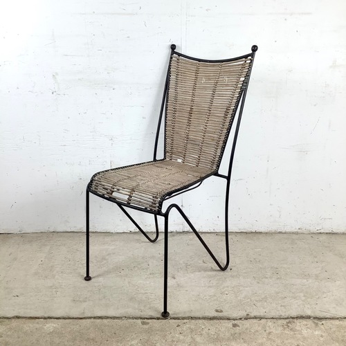 Used Vintage Wrought Iron & Woven Reed Dining Chair for sale on AptDeco