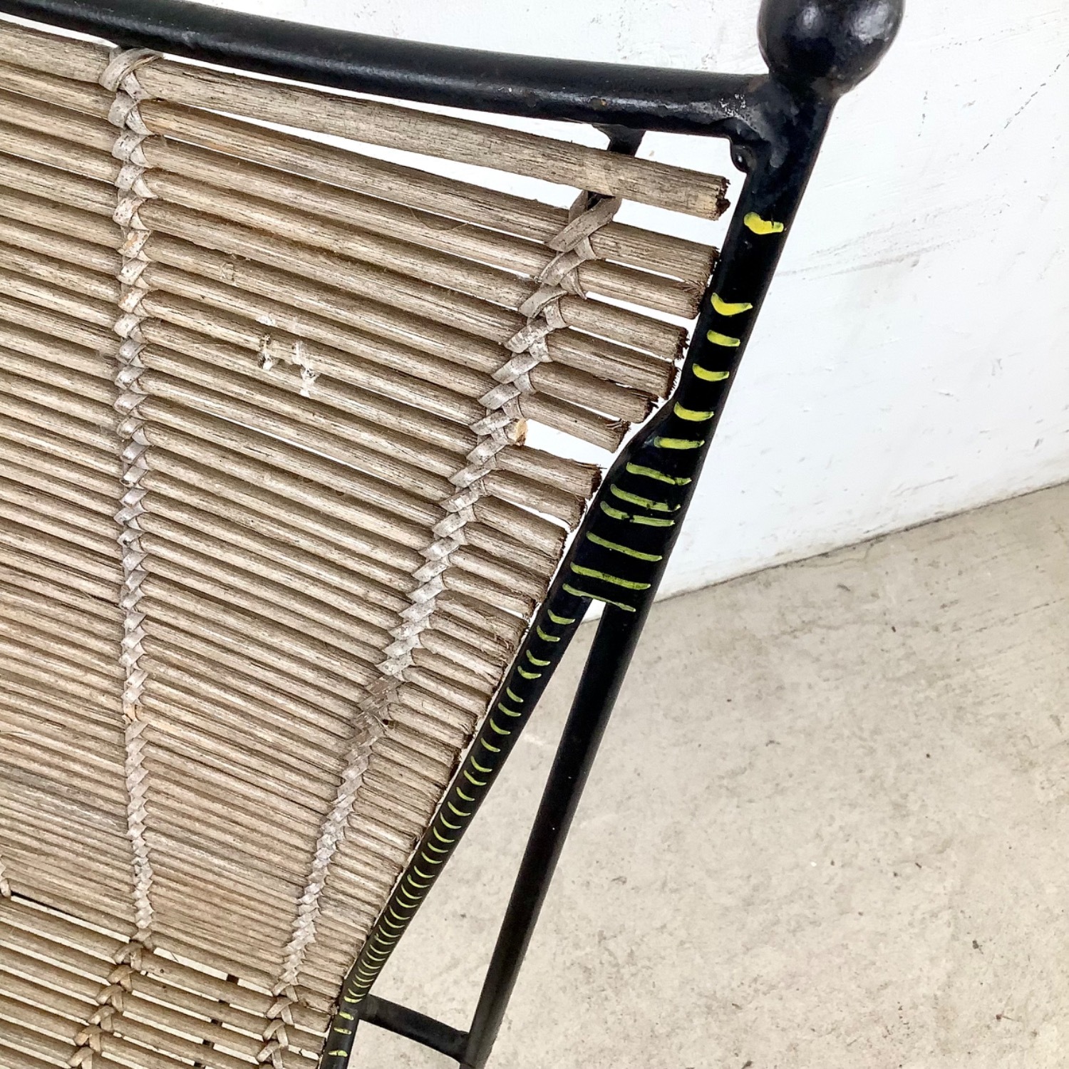 Vintage Wrought Iron & Woven Reed Dining Chair - image-6