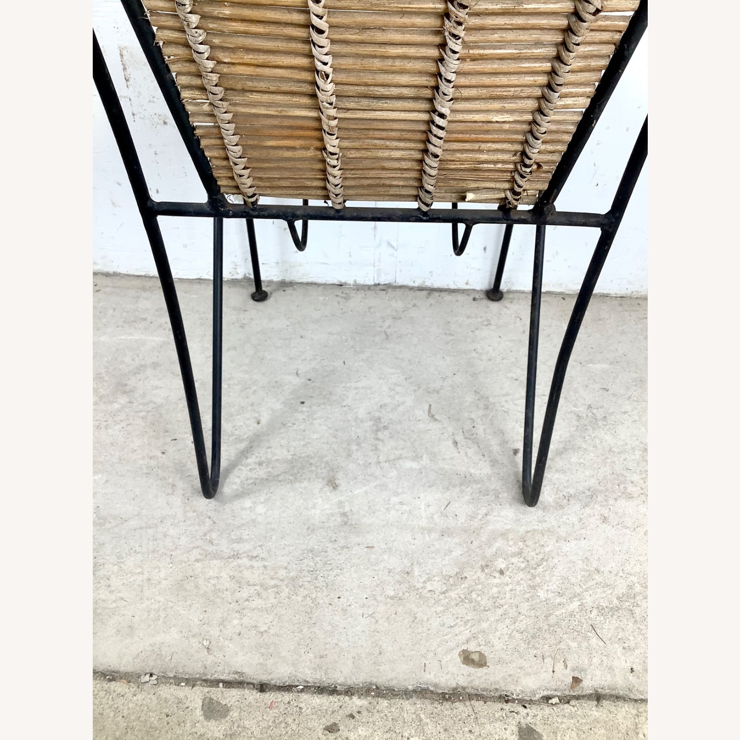 Vintage Wrought Iron & Woven Reed Dining Chair - image-13