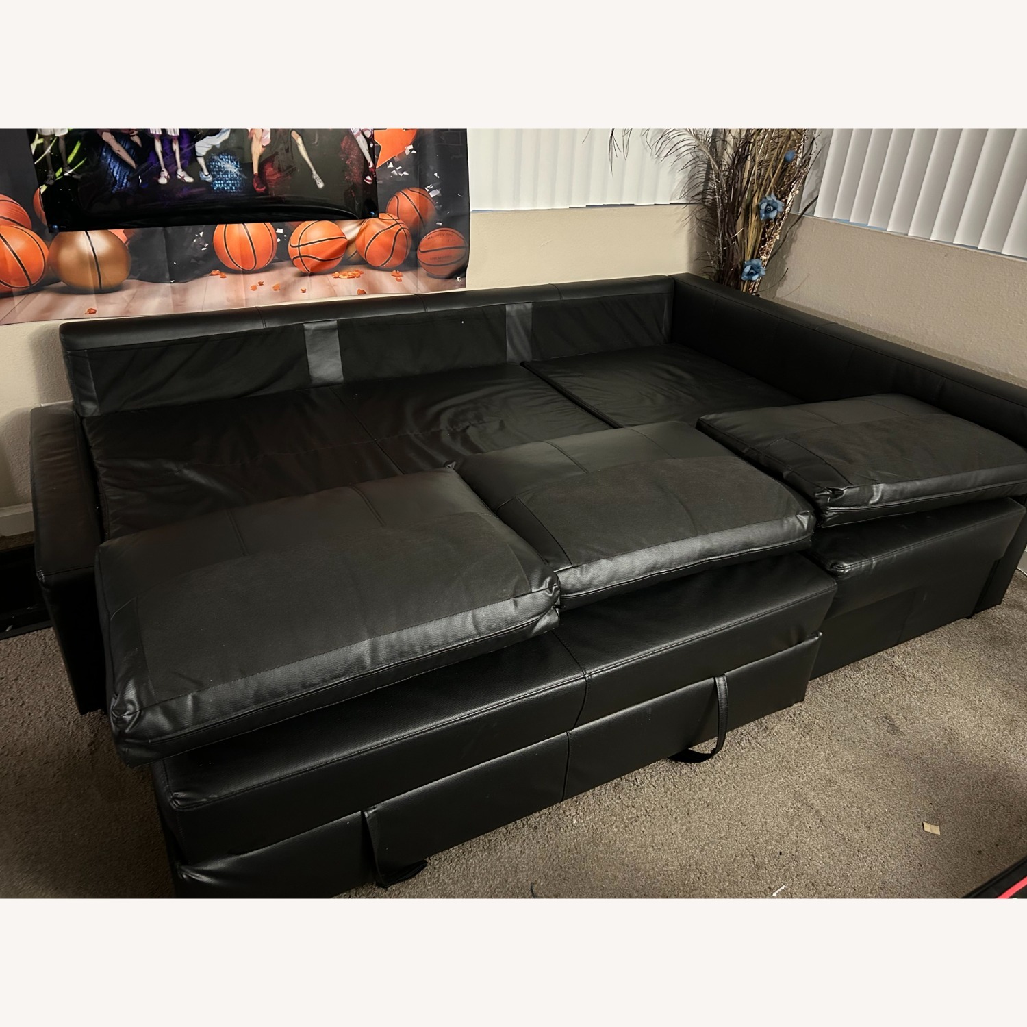 IKEA FRIHETEN Black Faux Leather 3+ Piece Sectional - image-3